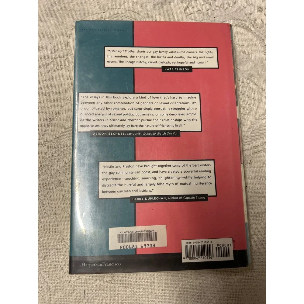Sister & Brother Joan Nestle John Preston LGBTQ Essays Hardcover 1994 006251055X
